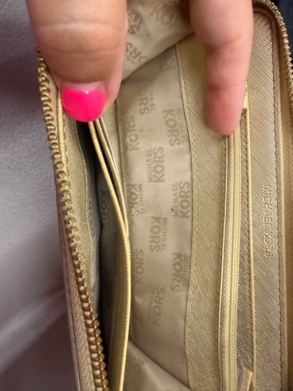 Michael Kors Jet Set Gold Metallic Monogram Zip Around Continental Wallet - Picture 3 of 3